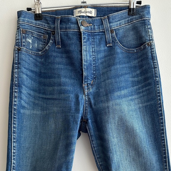 Madewell Distressed Mid-Rise Skinny Blue Cuffed Jeans, Medium Wash, Size 26 - Picture 2 of 16